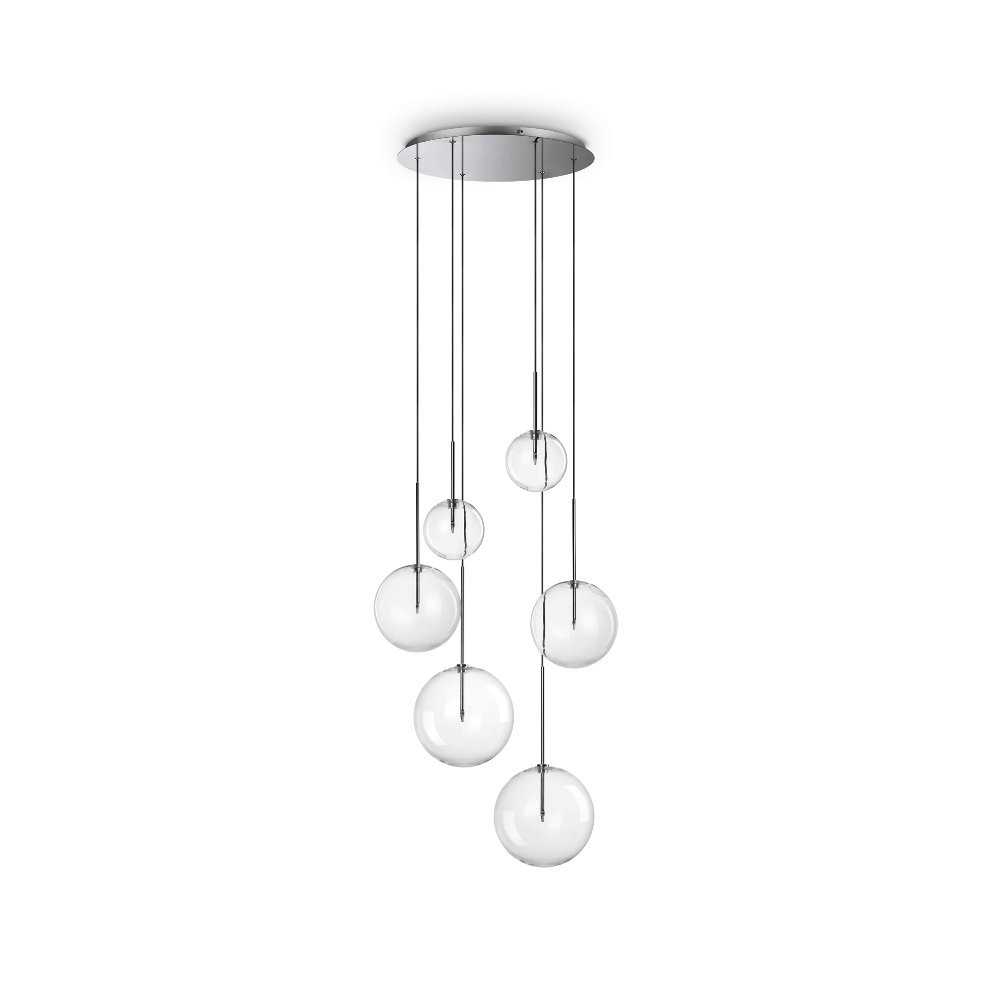 Lámpara colgante Ideal Lux Equinoxe cromo cristal 6 luces 12W Ø65cm