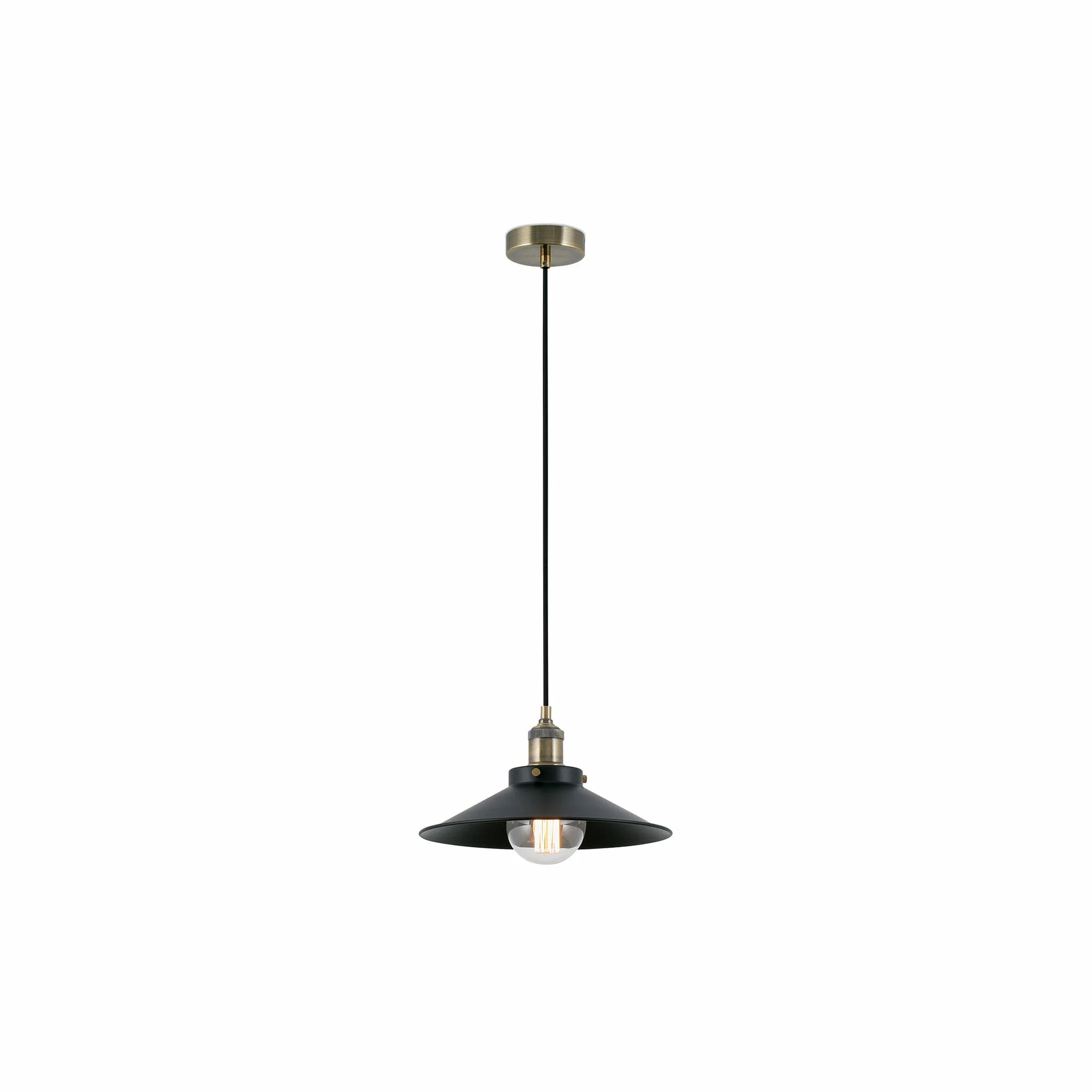 Lámpara de techo colgante Faro Marlin grande E27 LED negro mate Ø30cm 64133