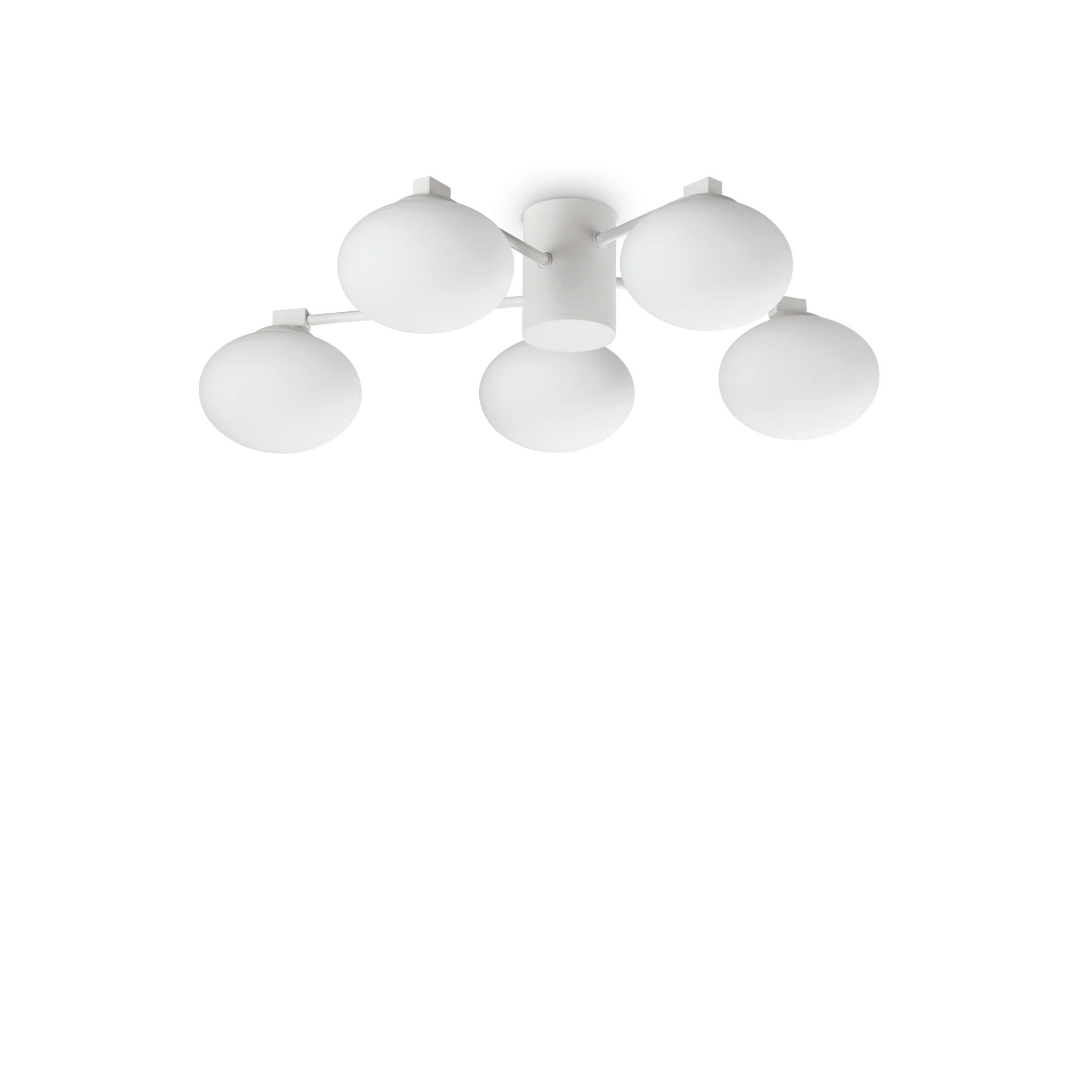 Plafón de techo Ideal Lux Hermes blanco cristal 5 luces 140W Ø60cm