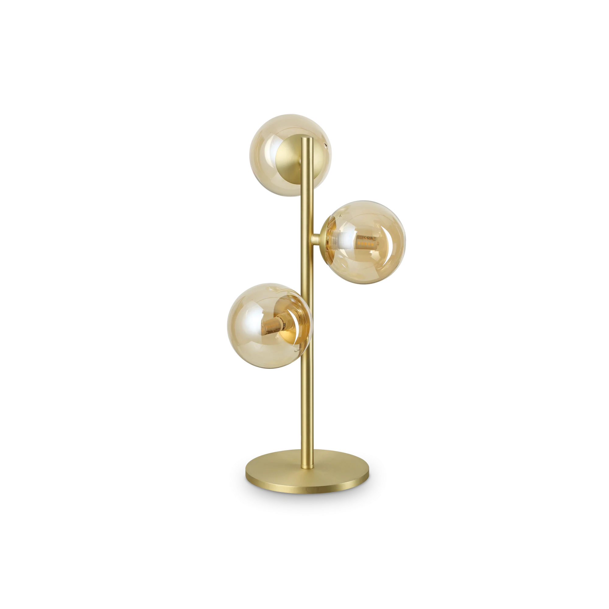 Lámpara de sobremesa Ideal Lux Perlage ámbar cristal 3 luces 45W Ø24cm