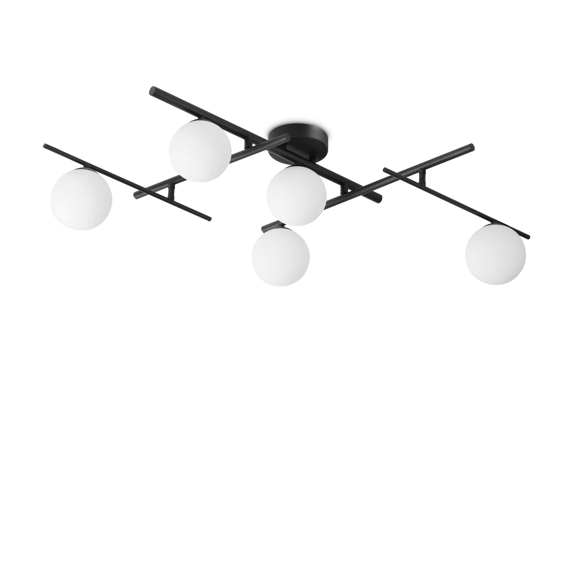 Plafón de techo Ideal Lux Atlas negro cristal 5 luces 20W 106cm