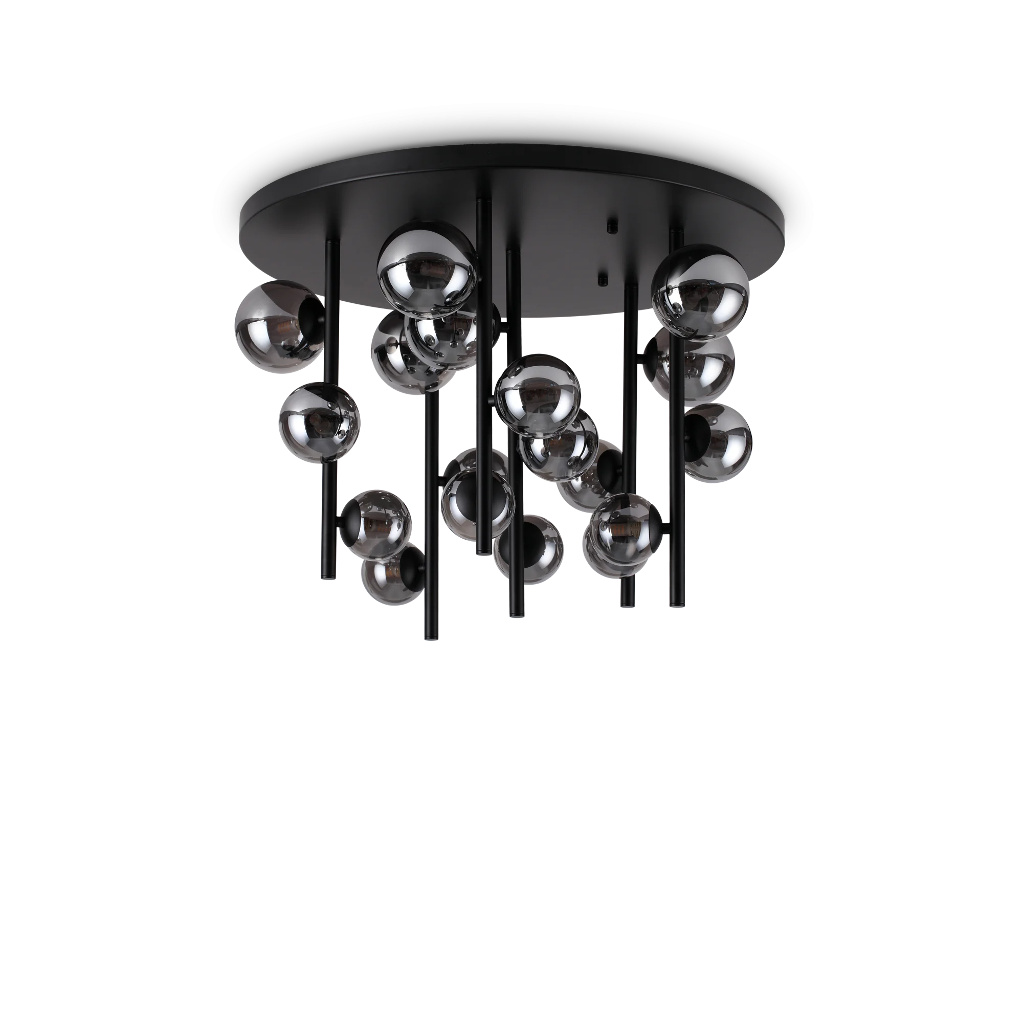 Plafón de techo Ideal Lux Perlage fumé cristal 18 luces 270W Ø70cm