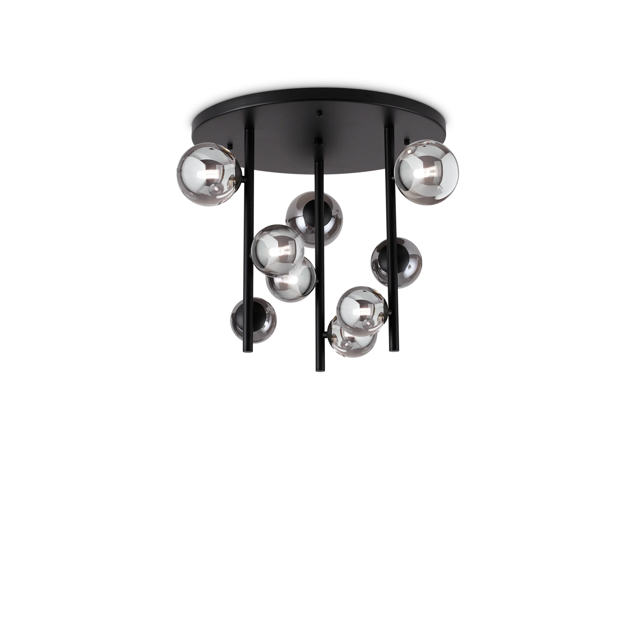 Plafón de techo Ideal Lux Perlage fumé cristal 9 luces 135W Ø50cm