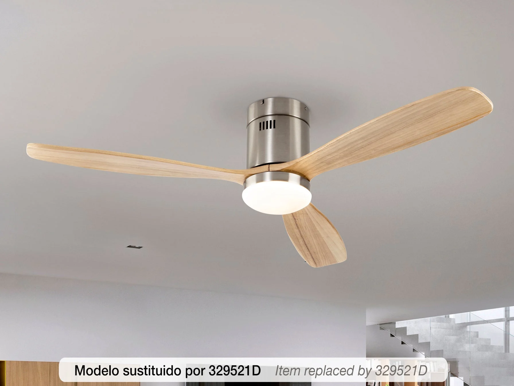 Schuller Siroco Ventilador níquel y madera Diámetro 132