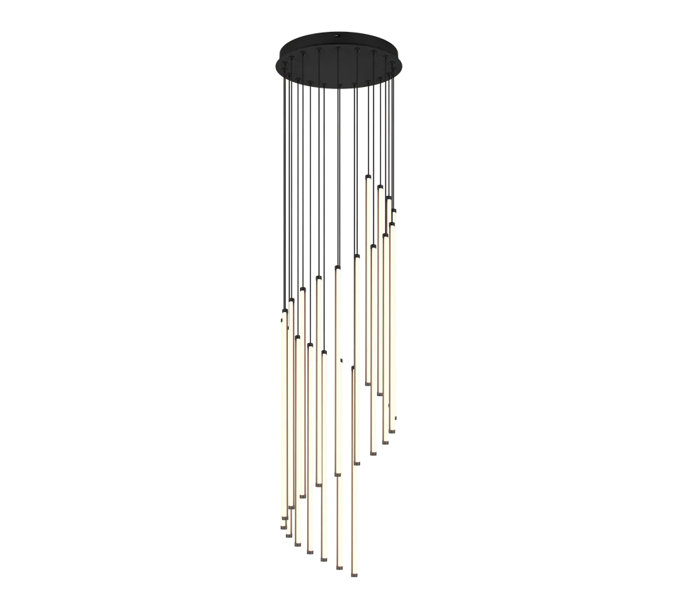Lámpara colgante Baxter Trio negro mate 20 luces LED 2300K Ø37cm 70W 330632032