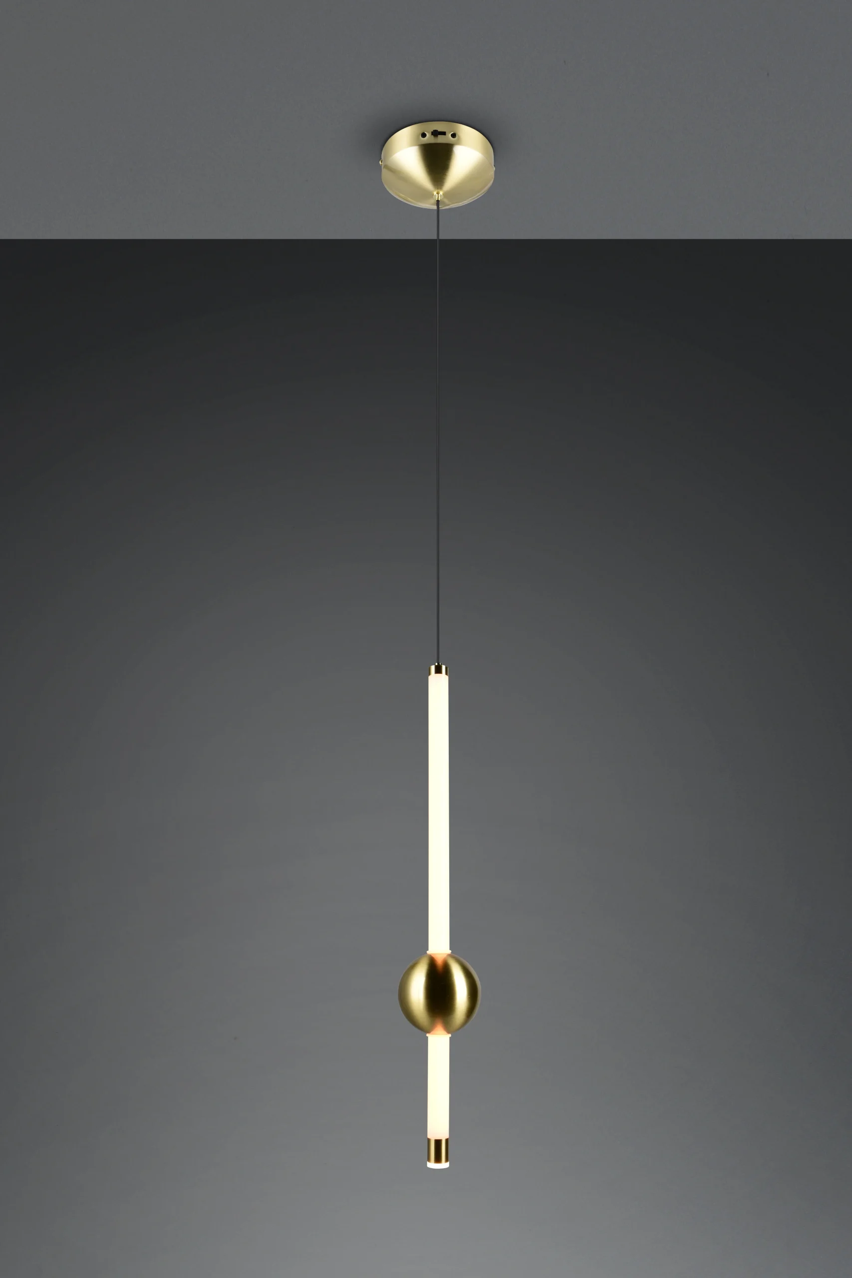 Lámpara de techo colgante Trio Melita LED latón mate 150cm 331510108