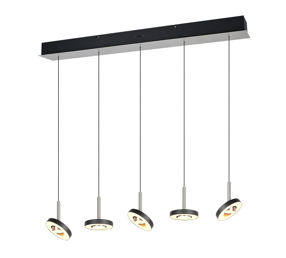 Lámpara colgante Guano Trio níquel mate 5 luces LED 2300K 8W 334410507