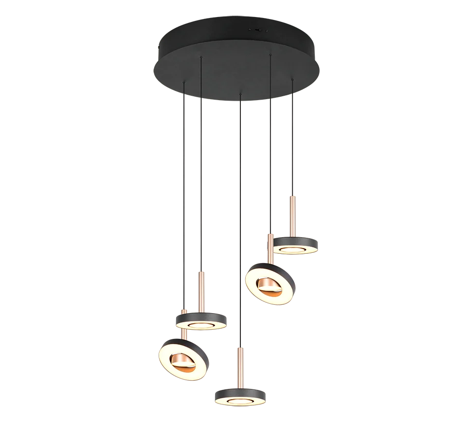 Lámpara colgante Guano Trio coffee 5 luces LED 2300K Ø42cm 8W 334430565