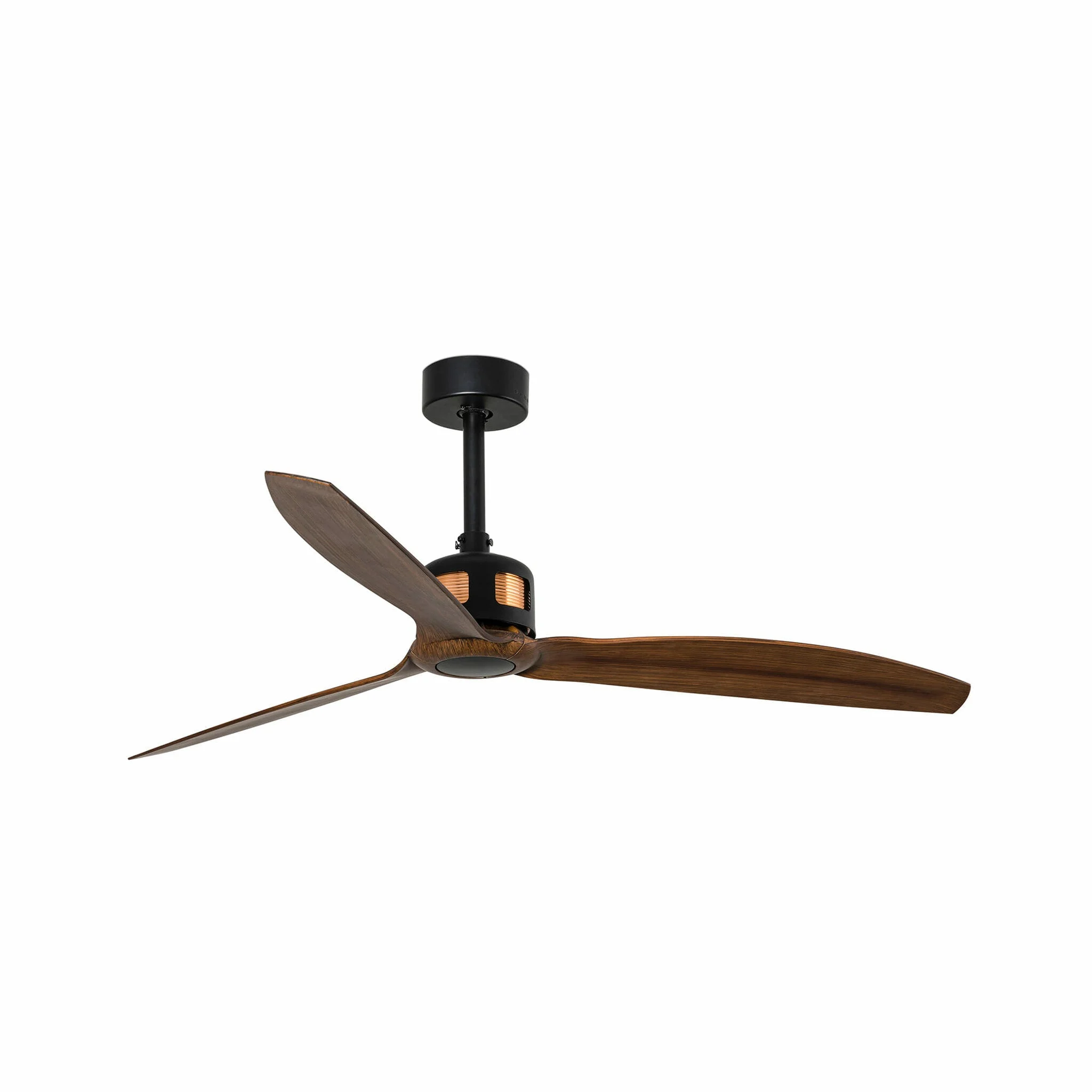 Ventilador de techo sin luz Faro Copper motor DC palas de madera nogal Ø128cm 3 palas 33451
