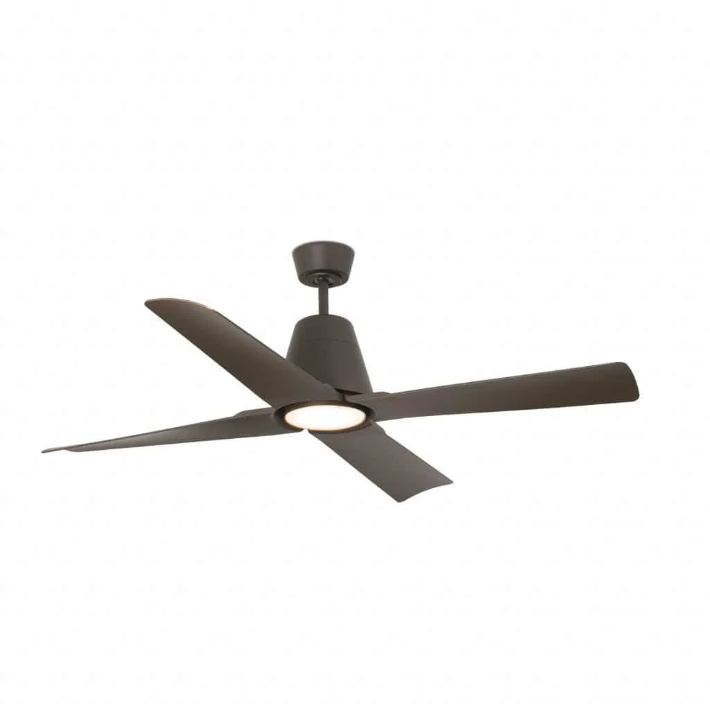 Ventilador de techo con luz Faro Typhoon motor DC LED marrón 3000K IP44 Ø127cm 4 palas 33490-16