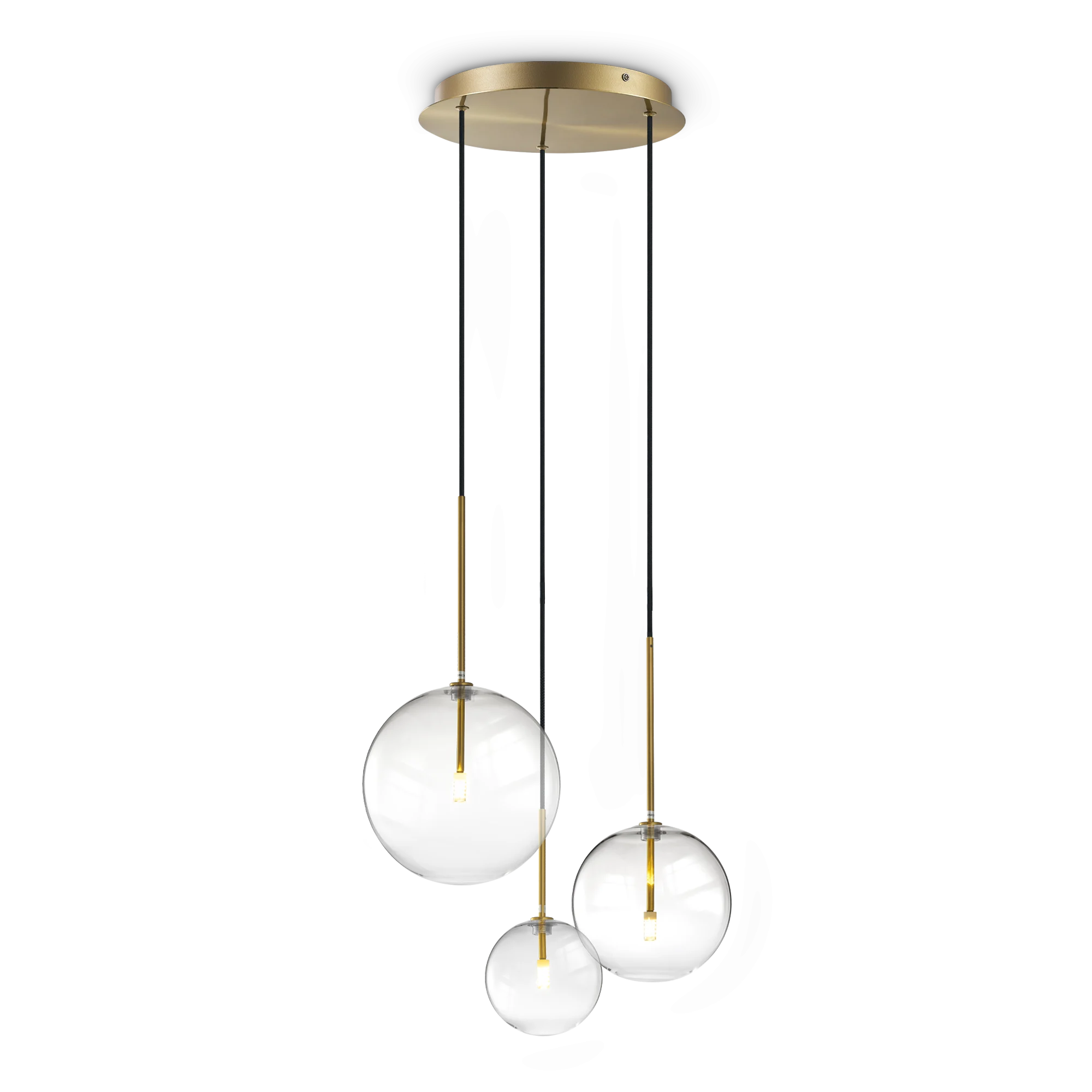 Lámpara colgante Ideal Lux Equinoxe latón cristal 3 luces 6W Ø42cm