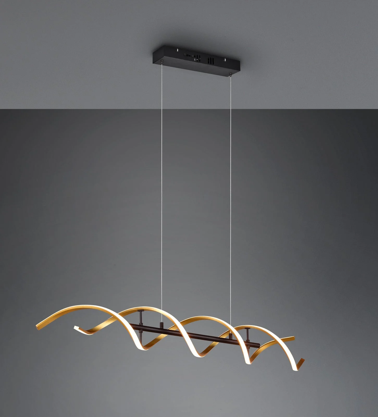 Lámpara de techo colgante Trio Sequence LED dorado regulable 150cm 341810208