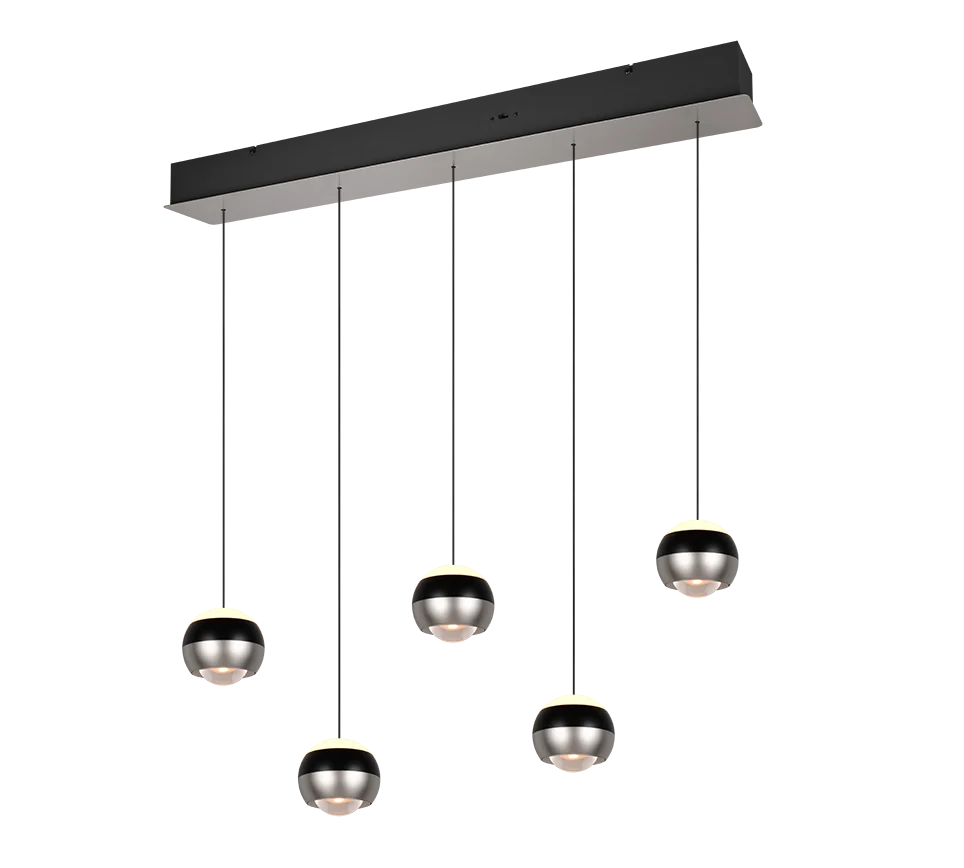 Lámpara colgante Orbit Trio níquel mate 5 luces LED 2300K 8W 344410507