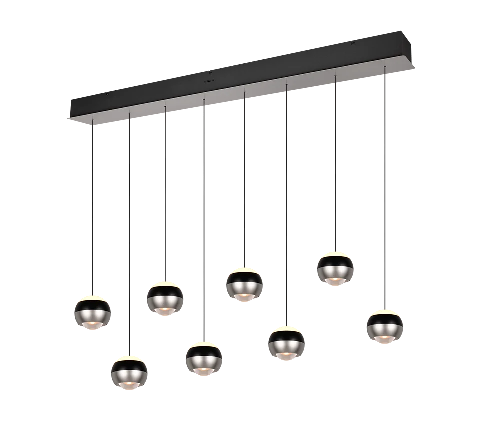 Lámpara colgante bolas Orbit Trio níquel mate 8 luces LED 2300K 8W 344410807