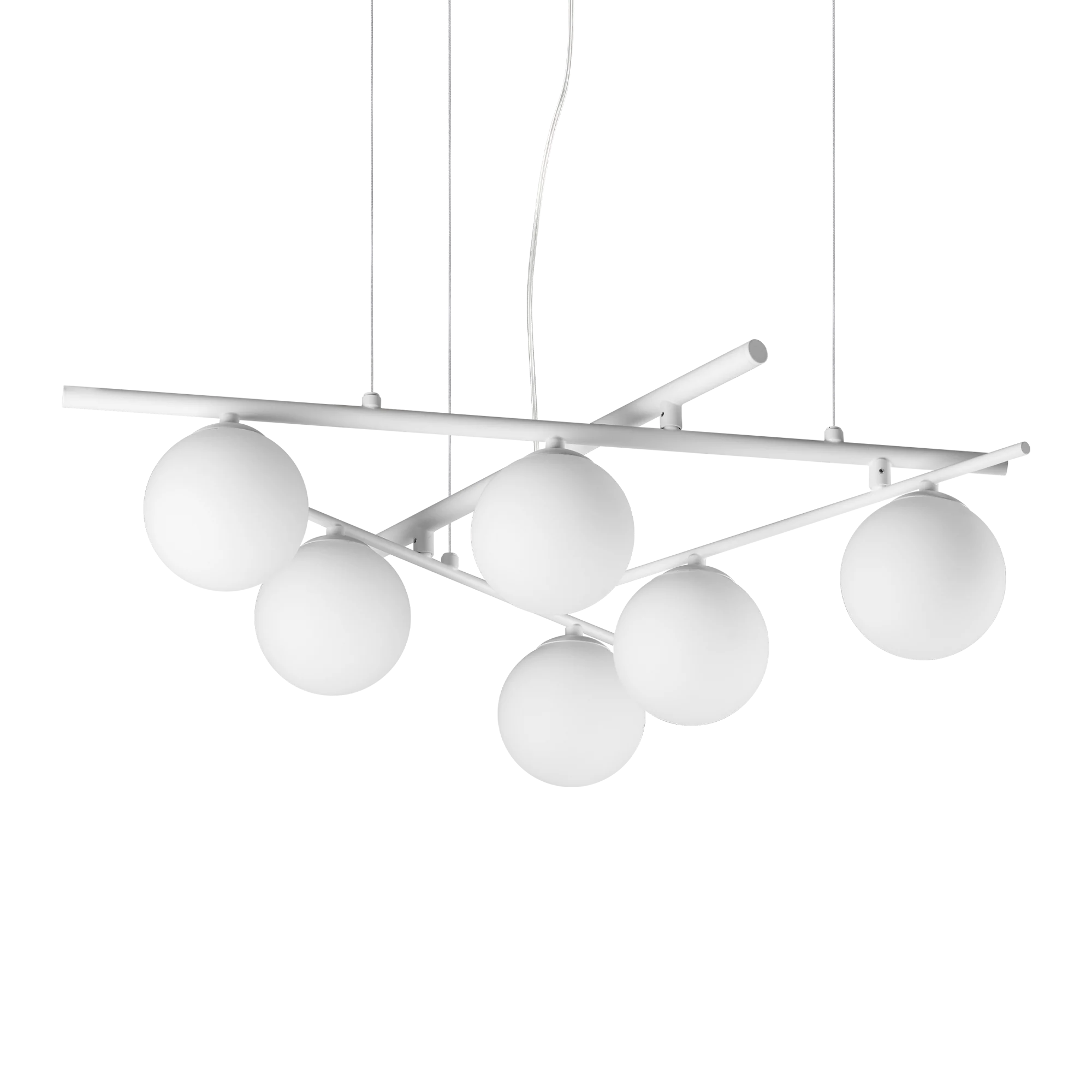 Lámpara colgante Ideal Lux Atlas blanco cristal 6 luces 24W Ø80cm