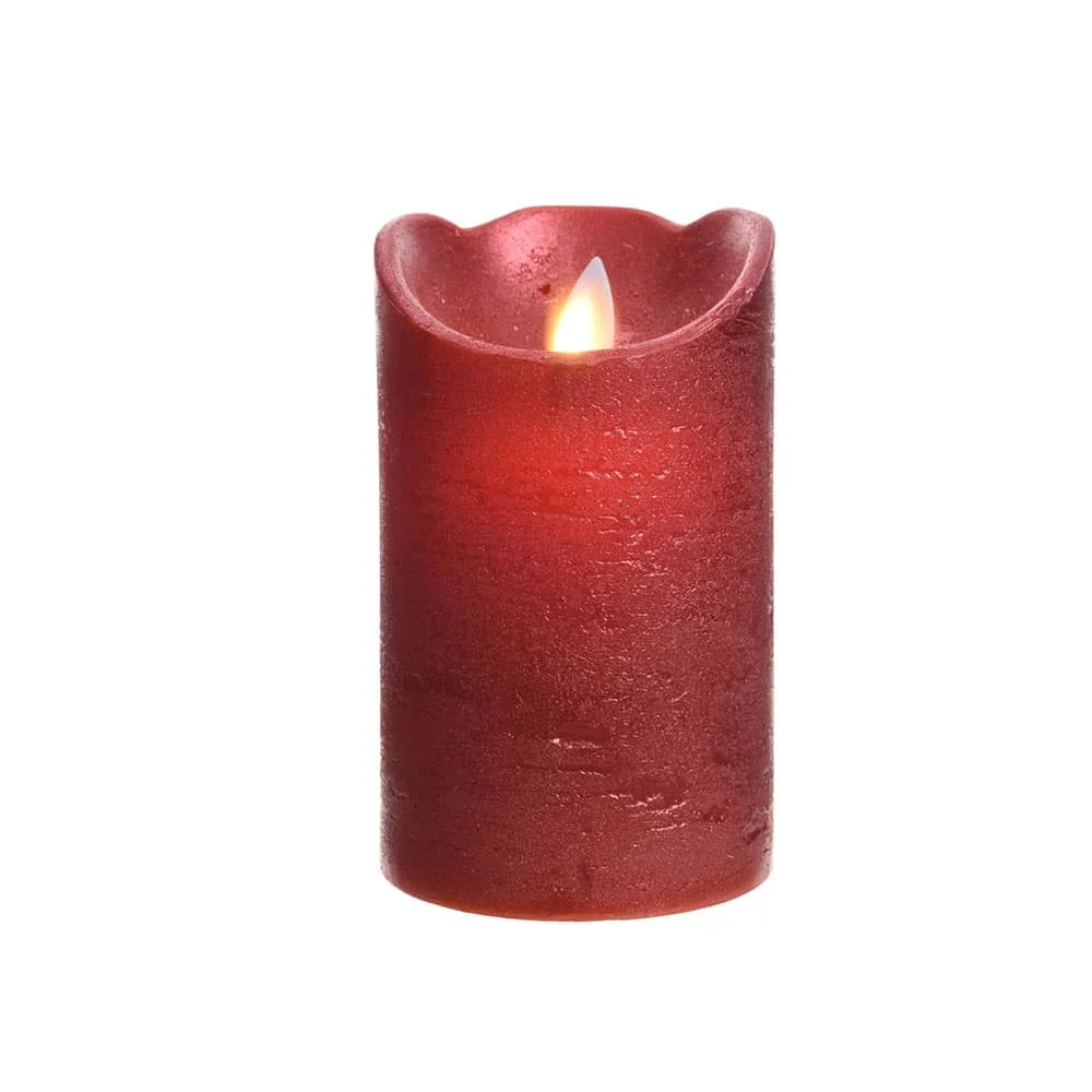 Elektro3 navidad Vela Interior de LED Ø7,5X12,5Cm Color Rojo.Acabado Metálico Luz Blanco 36458