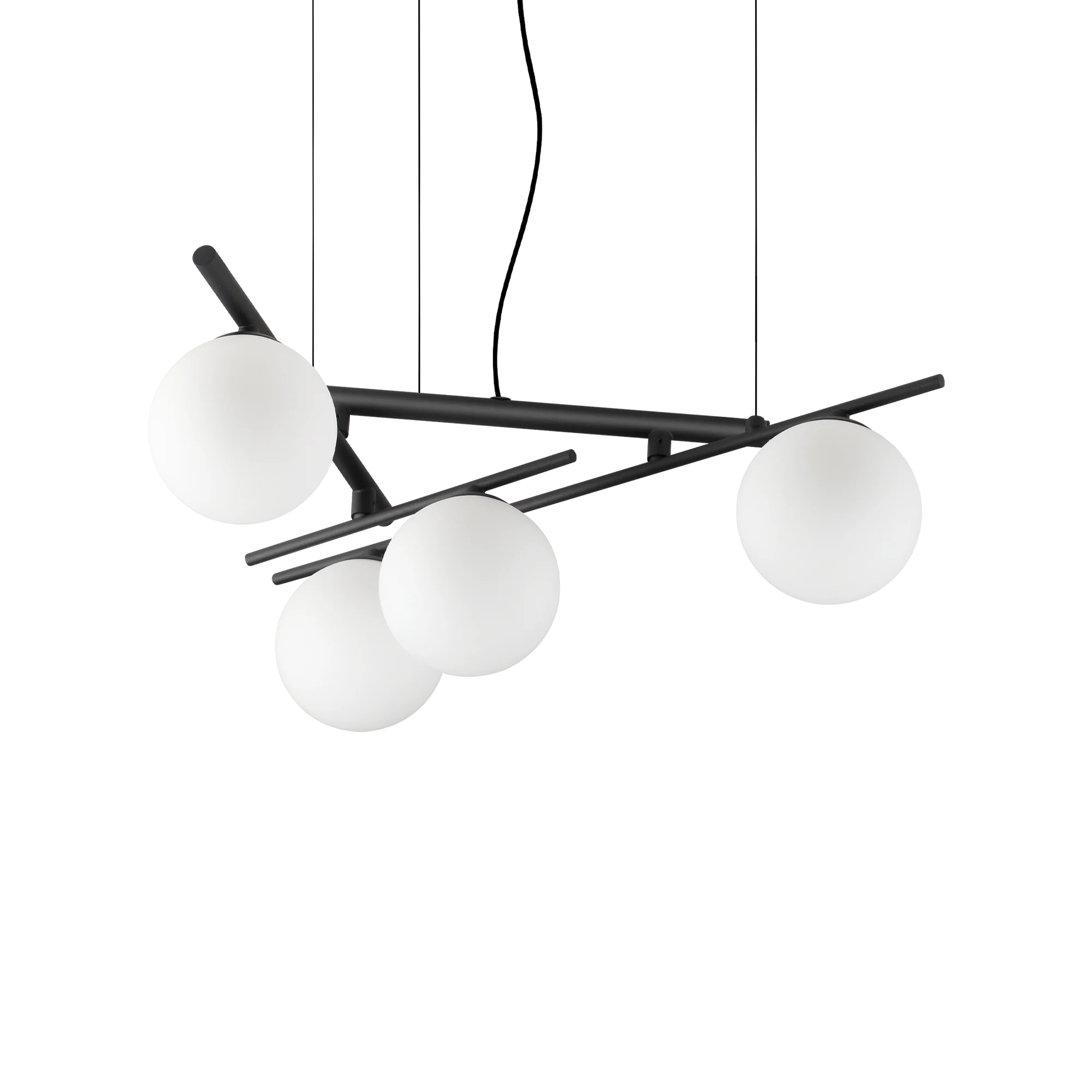 Lámpara colgante Ideal Lux Atlas negro cristal 4 luces 16W Ø62cm