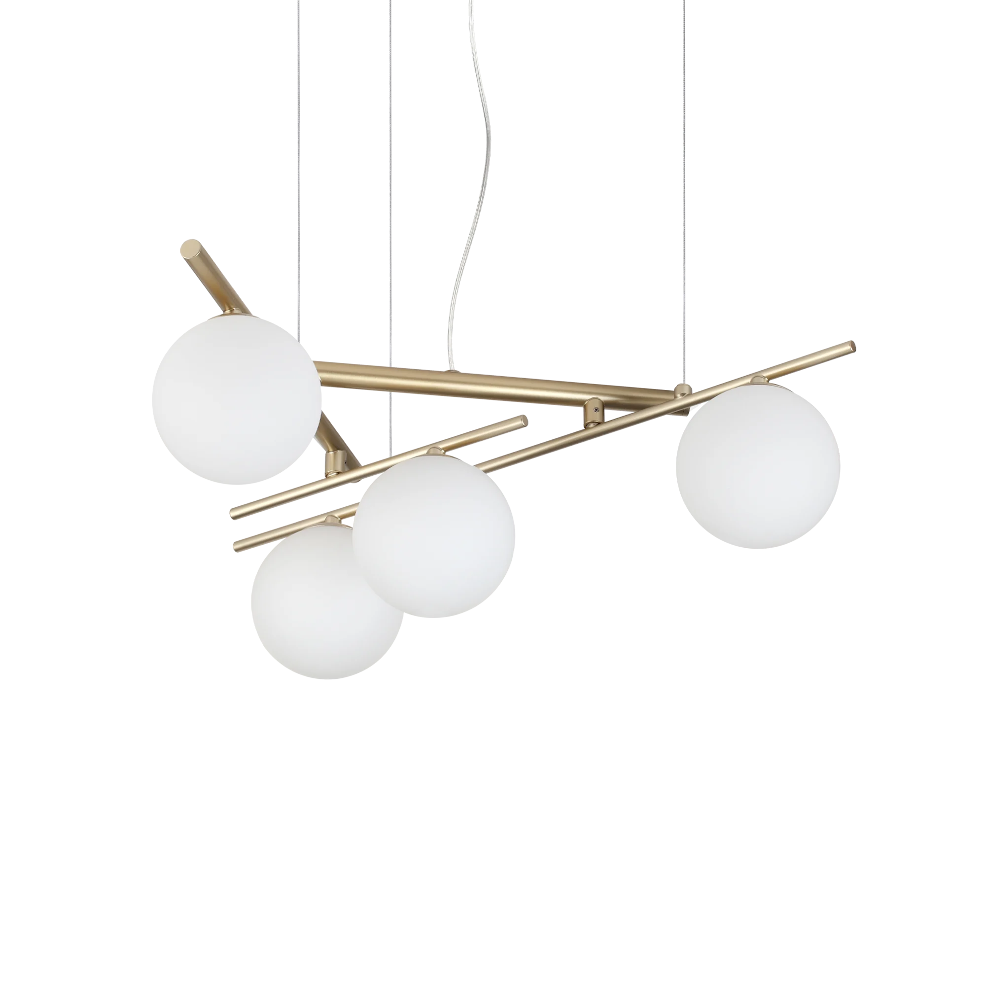 Lámpara colgante Ideal Lux Atlas dorado cristal 4 luces 16W Ø62cm