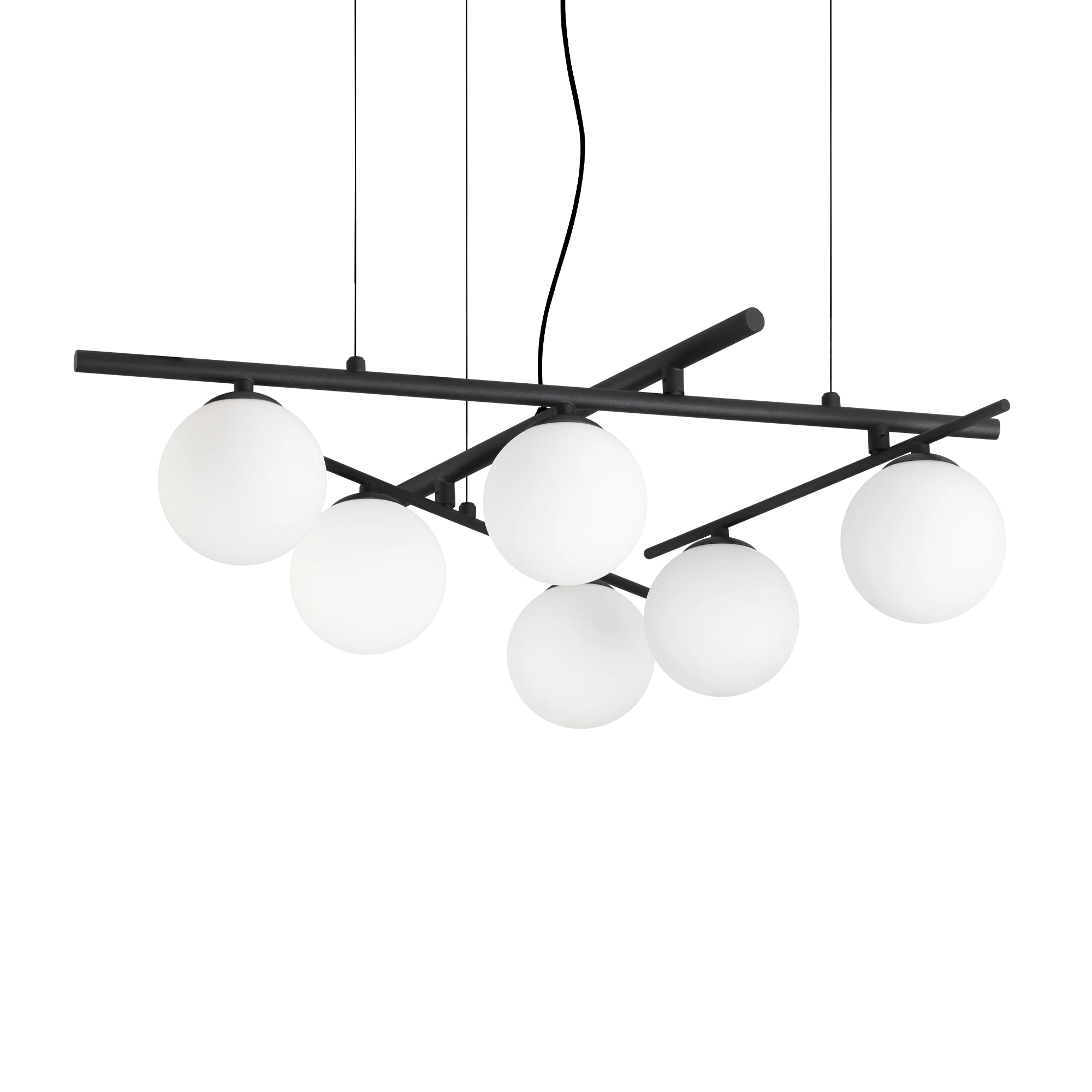 Lámpara colgante Ideal Lux Atlas negro cristal 6 luces 24W Ø80cm