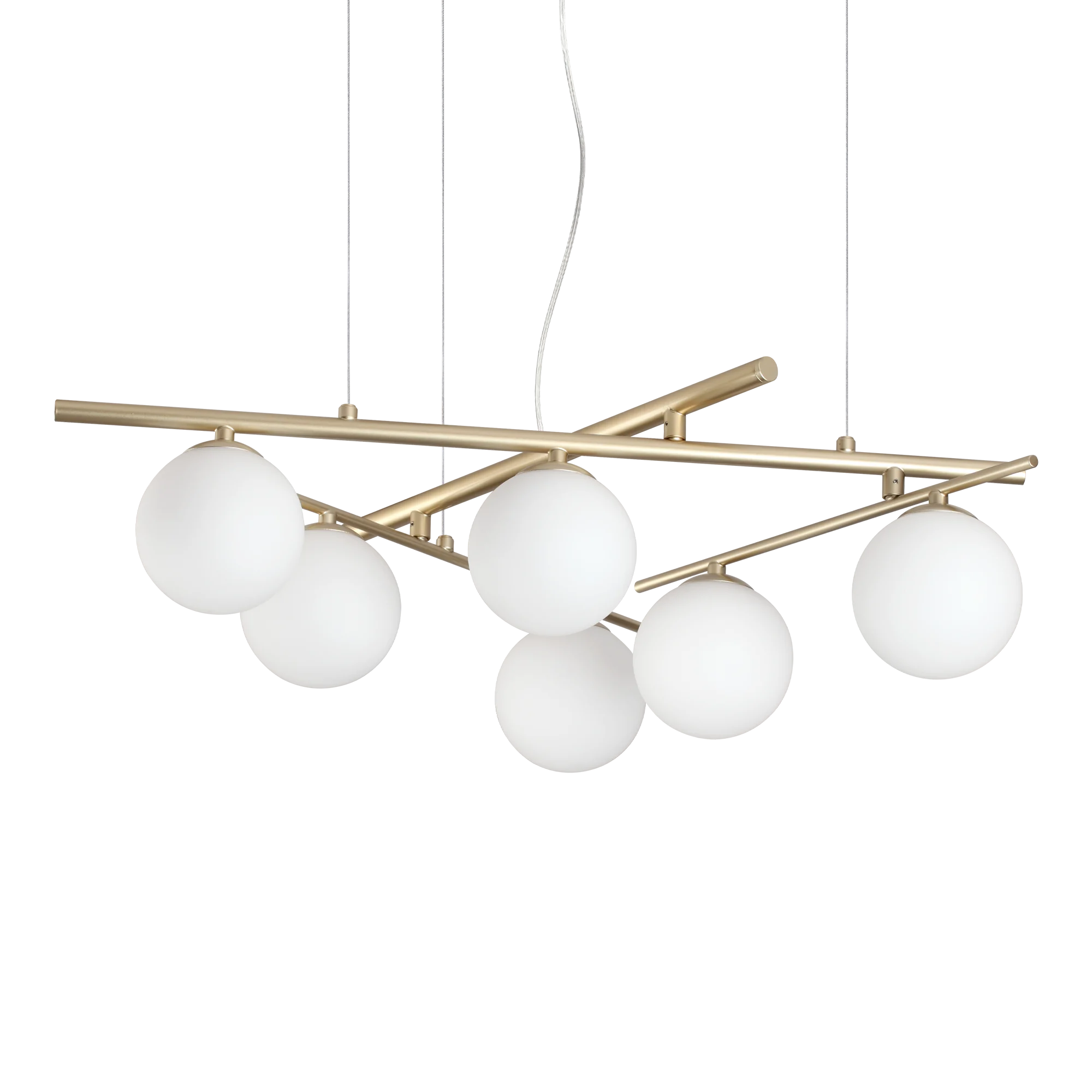 Lámpara colgante Ideal Lux Atlas dorado cristal 6 luces 24W Ø80cm