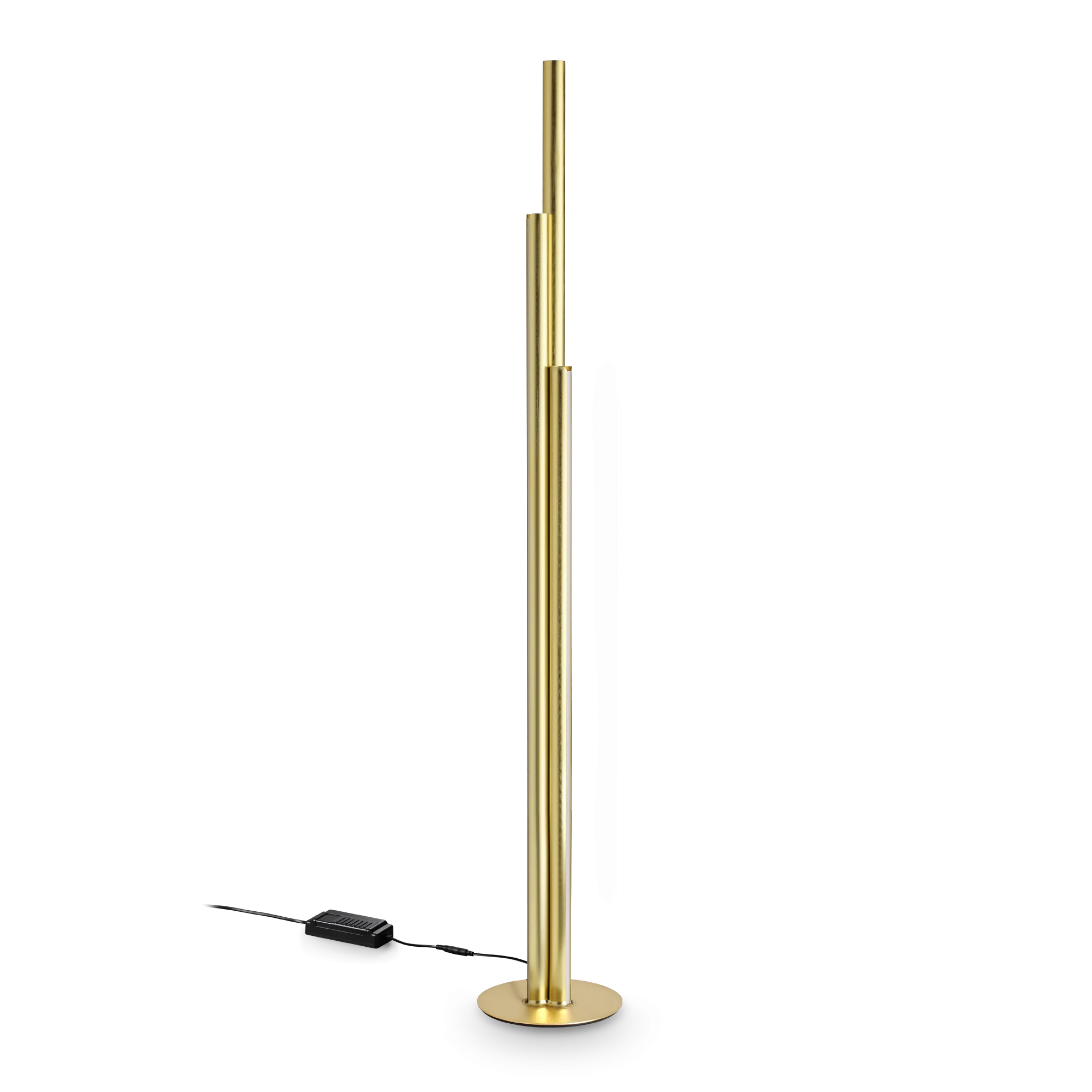 Lámpara de pie Ideal Lux Dorica latón LED 3 luces 66W regulable 190cm