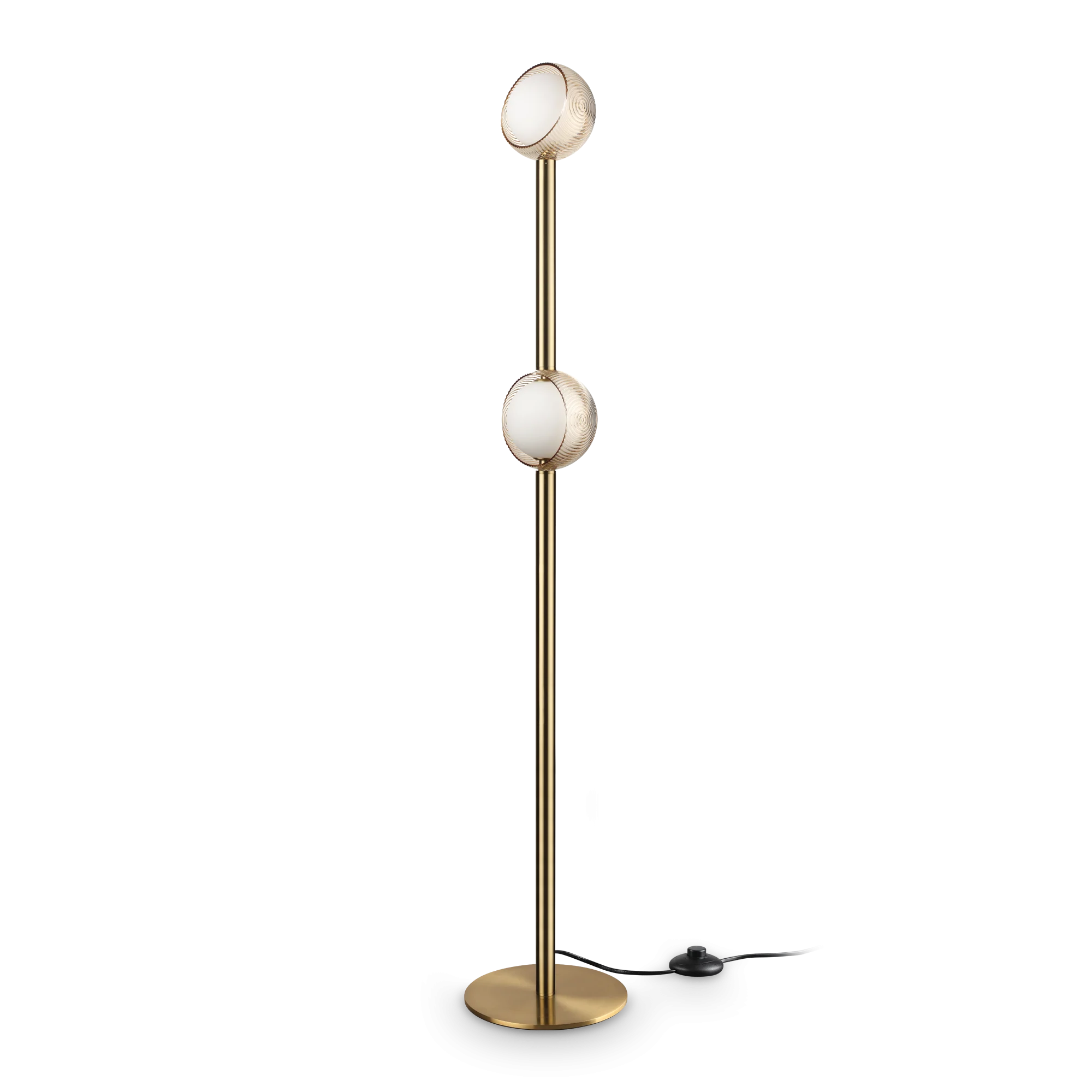 Lámpara de pie Ideal Lux Bloom latón cristal LED 2 luces 11W 169,5cm