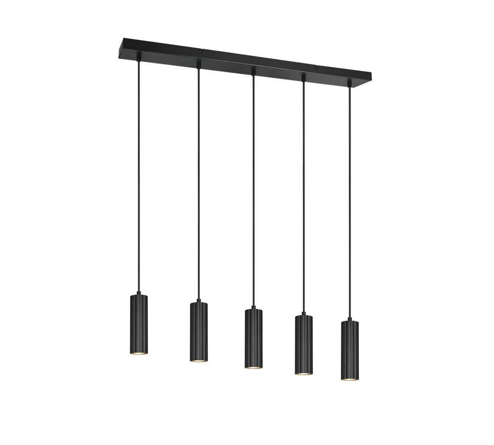 Lámpara colgante Soka Trio negro mate 5 luces GU10 Ø5cm 367700532