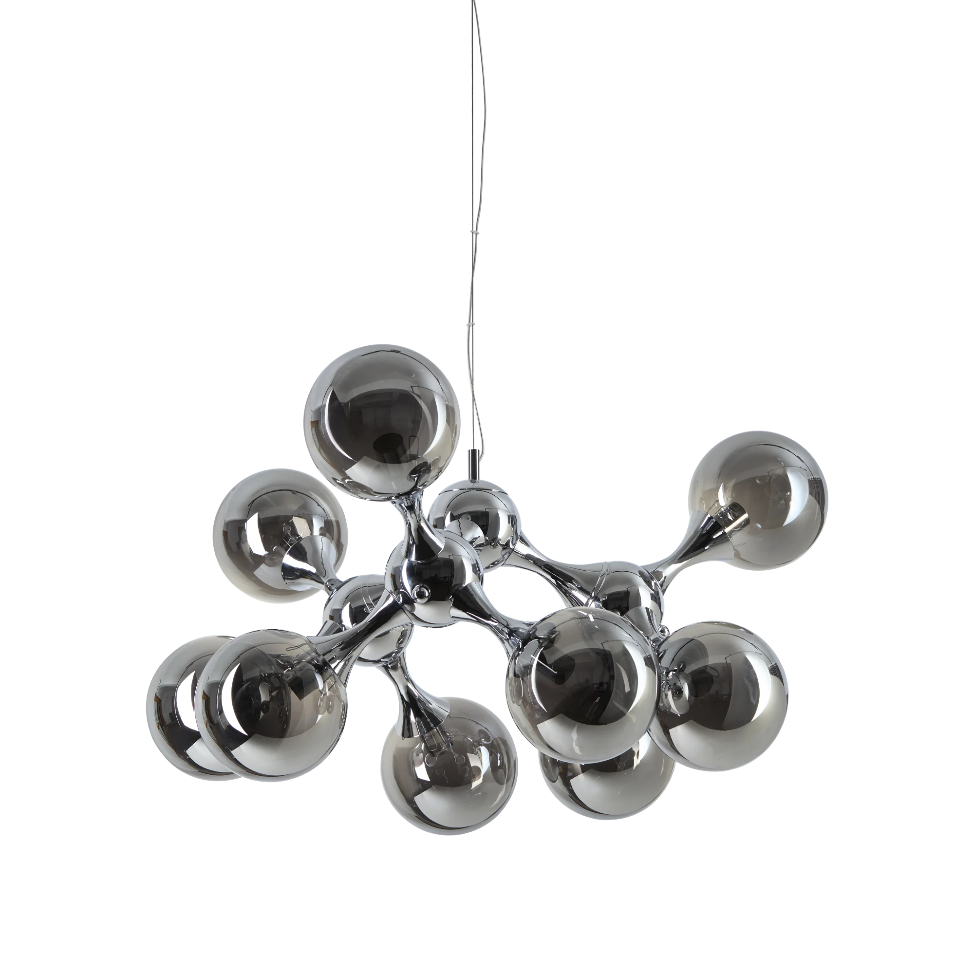 Lámpara colgante 9 bolas Ideal Lux Nodi cromo cristal 9 luces 252W Ø80cm