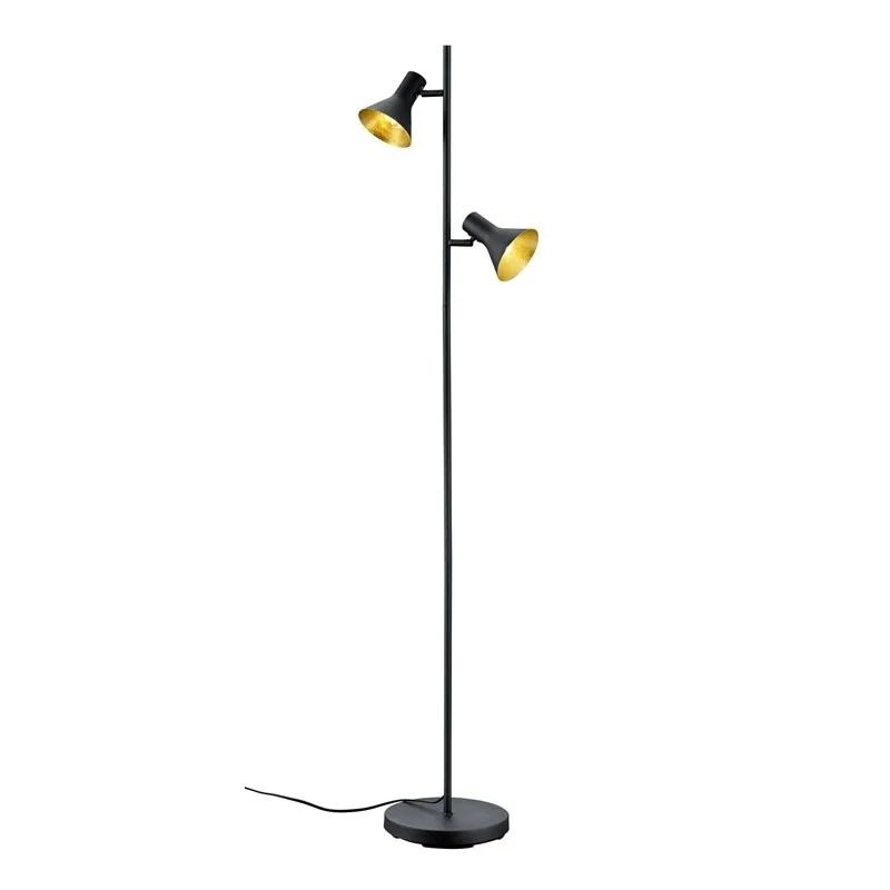 Lámpara de pie Trio Nina 2 luces negro y dorado 144cm R