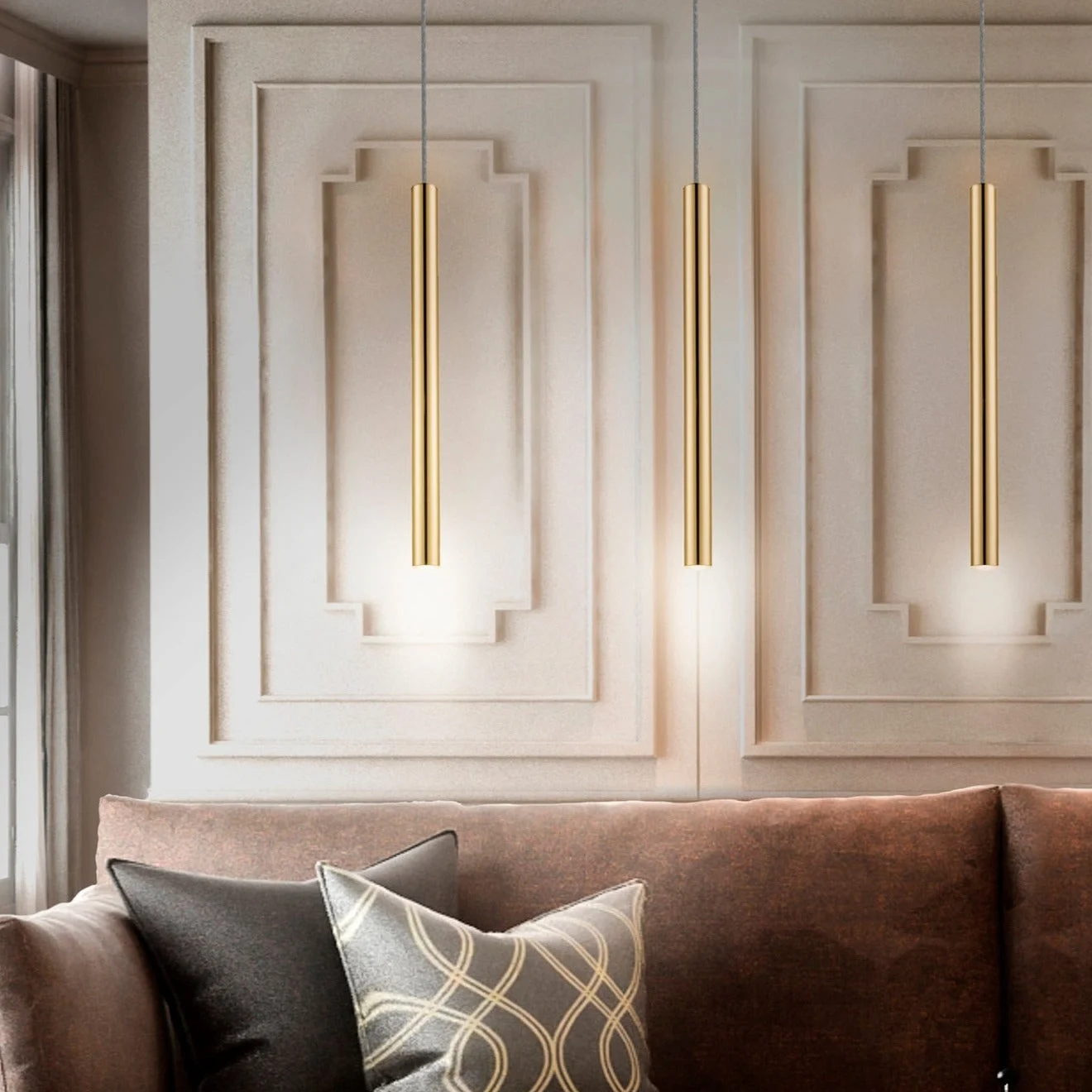 Lámpara de techo colgante Schuller Varas 1 luz oro 3000K