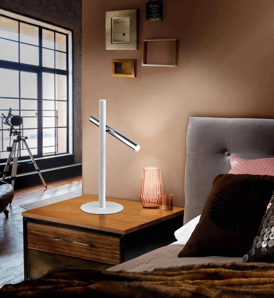 Lámpara de sobremesa Schuller Varas LED 2 luces cromo y blanco 3000K 53cm