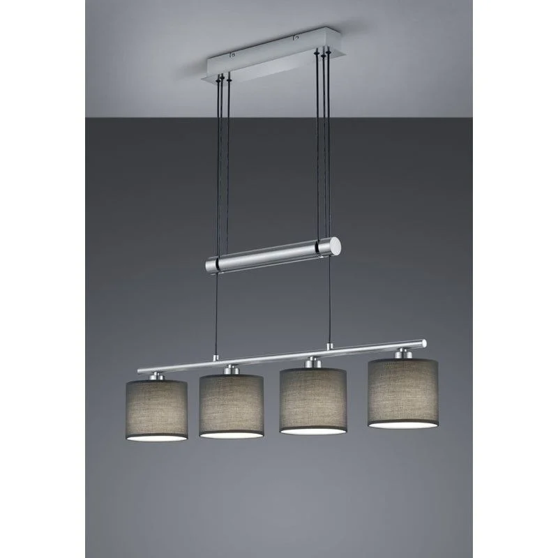 Lámpara de techo colgante Trio Garda 4 luces níquel mate 150cm 3