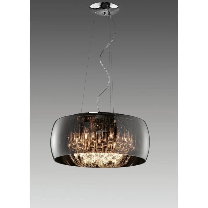 Lámpara de techo colgante Trio Vapore 6 luces vidrio cromo 150cm 311210606