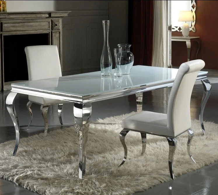 Mesa de comedor Schuller Barroque acero inoxidable 208x76cm