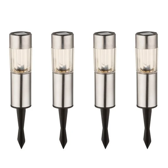 Set 4 ud: lámpara decorativa solar LED Aro, estaca