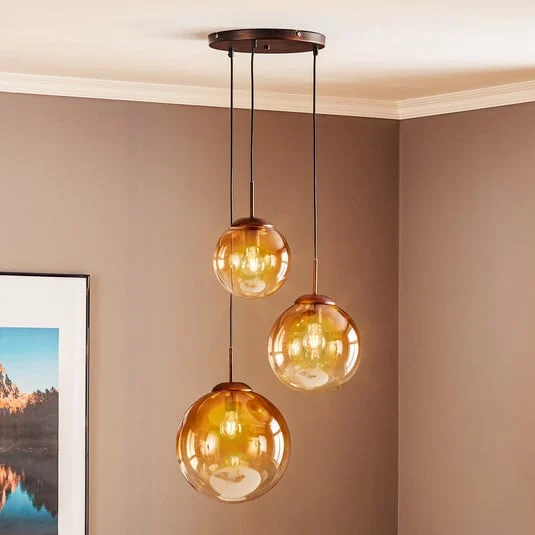 Lámpara colgante Varus, vidrio, 3 luces, Ø 51 cm