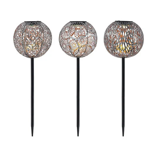 Vilani LED Lámpara Solar Lámpara Jardín 3 pcs. Silver - Lindby