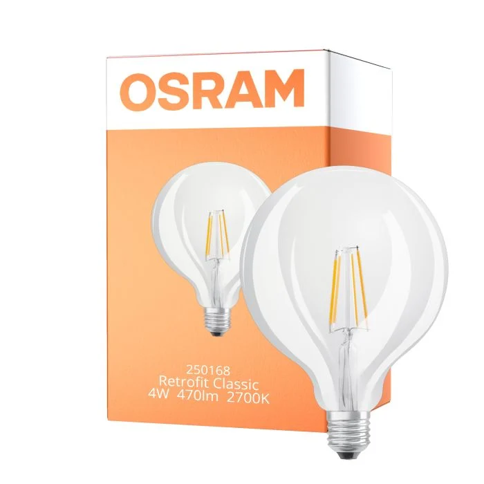 Osram Classic LED E27 Globe Con Filamento Clara 4W 470lm - 827 Luz Muy Cálida | Reemplazo 40W