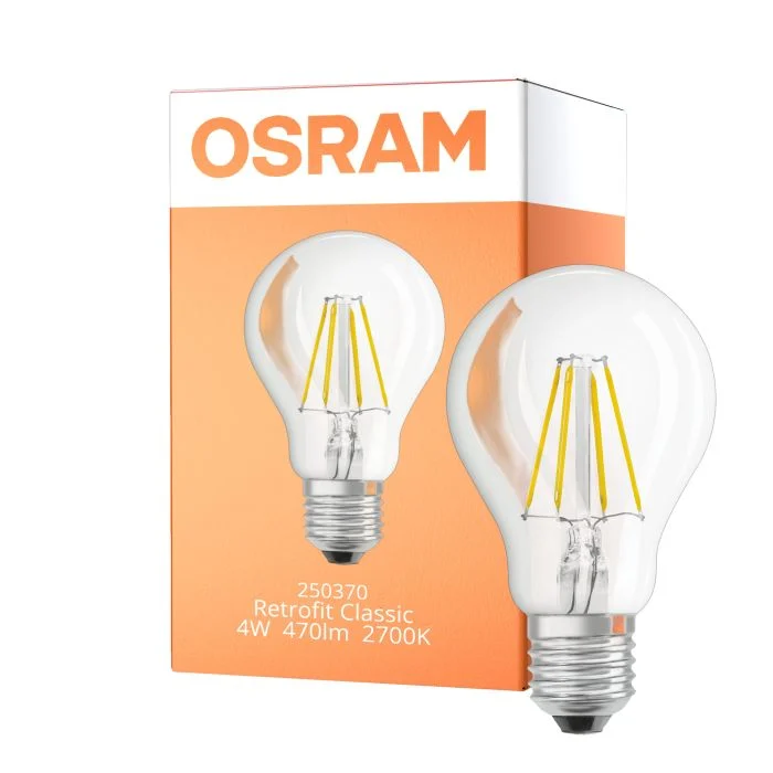Osram Classic LED E27 Pera Con Filamento Clara 4W 470lm - 827 Luz Muy Cálida | Reemplazo 40W