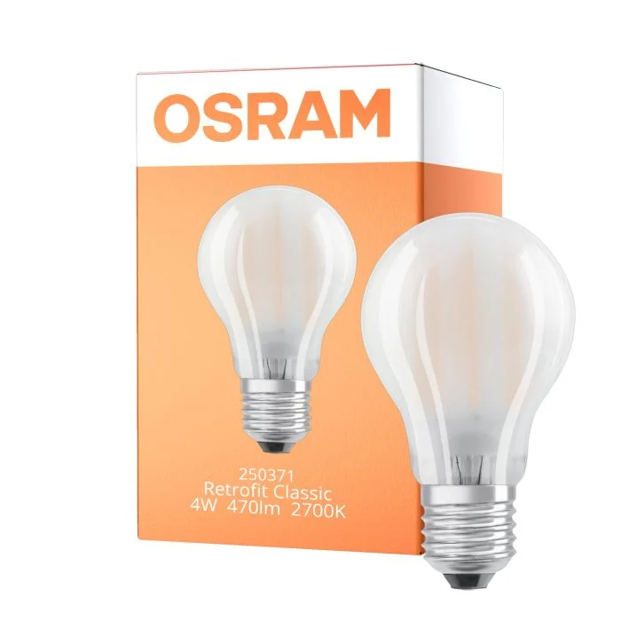 Osram Classic LED E27 Pera Con Filamento Mate 4W 470lm - 827 Luz Muy Cálida | Reemplazo 40W
