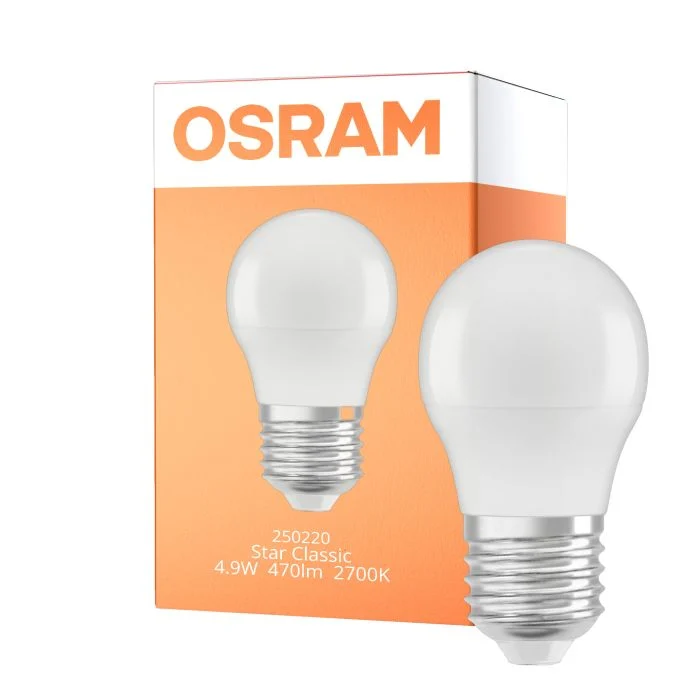 Osram LED Star Classic E27 Esférica Mate 4.9W 470lm - 827 Luz Muy Cálida | Reemplazo 40W