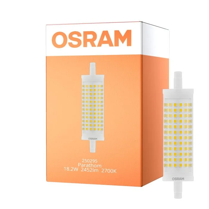 Osram LED Linear R7s Parathom 118mm Clara 18.2W 2452lm - 827 Luz Muy Cálida | Regulable - Reemplazo 150W