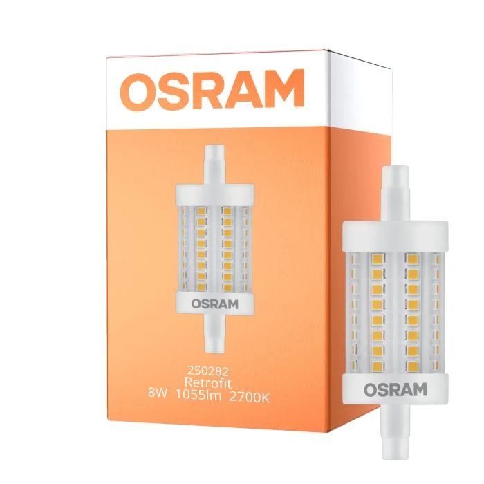 Osram LED R7s 78mm Clara 8W 1055lm - 827 Luz Muy Cálida | Reemplazo 75W