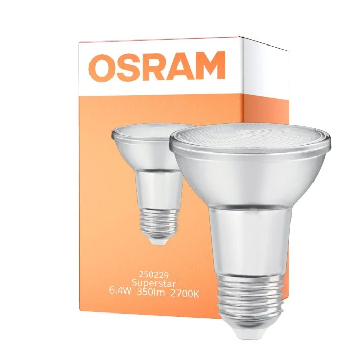 Osram LED Superstar E27 Reflector Clara 6.4W 350lm - 927 Luz Muy Cálida | Mejor Reproducción De Color - Regulable - Reemplazo 50W