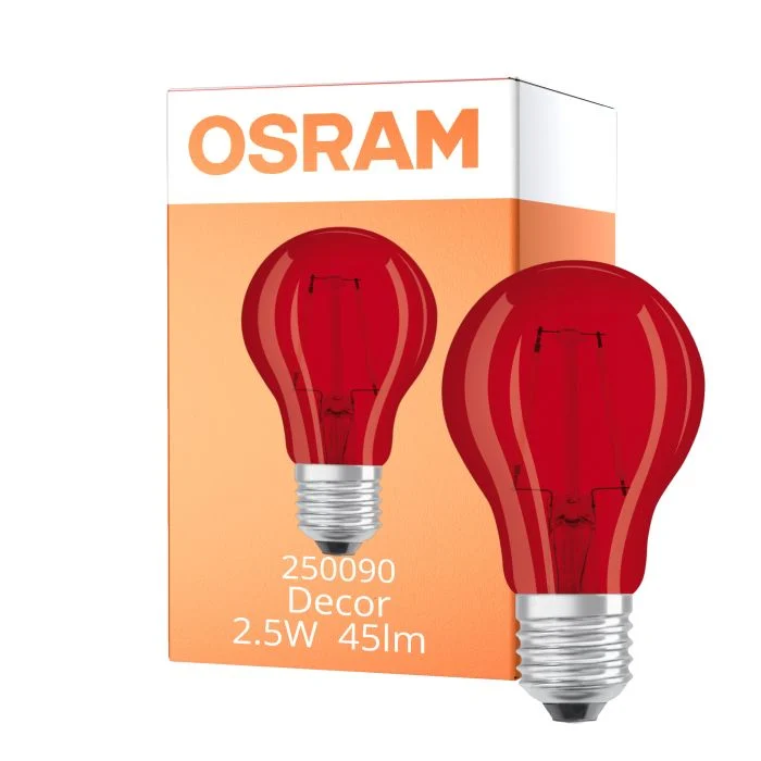 Osram LED Star Classic Decor E27 Pera Con Filamento Mate 2.5W 45lm - Rojo | Reemplazo 7W