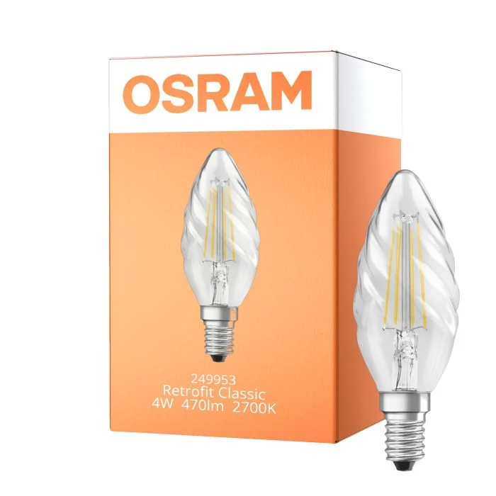 Osram Classic LED E14 Retorcida candle Con Filamento Clara 4W 470lm - 827 Luz Muy Cálida | Reemplazo 40W