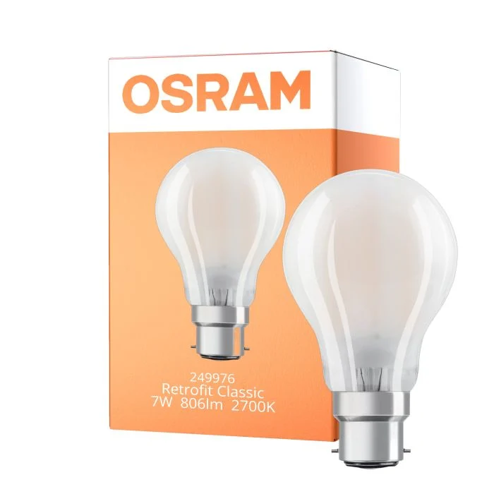 Osram Classic LED B22d Pera Con Filamento Mate 7W 806lm - 827 Luz Muy Cálida | Regulable - Reemplazo 60W