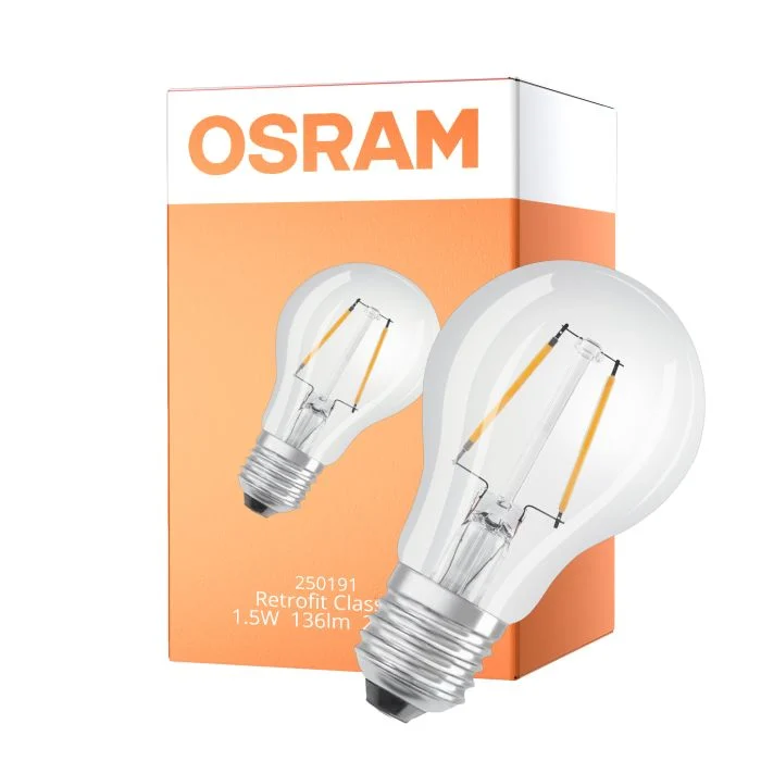 Osram Classic LED E27 Pera Con Filamento Clara 1.5W 136lm - 827 Luz Muy Cálida | Reemplazo 15W