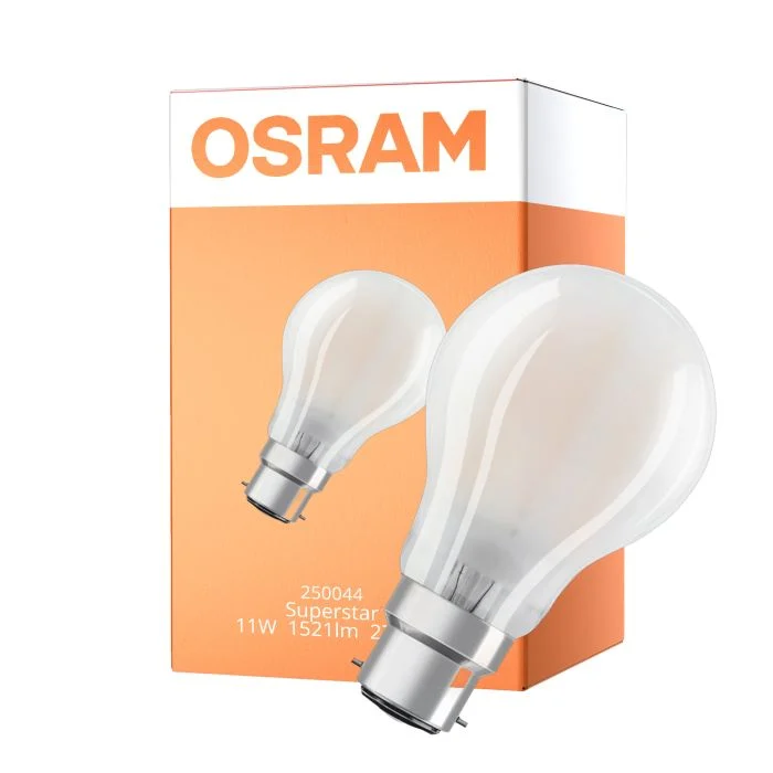 Osram LED Superstar B22d Pera Con Filamento Mate 11W 1521lm - 927 Luz Muy Cálida | Mejor Reproducción De Color - Regulable - Reemplazo 100W