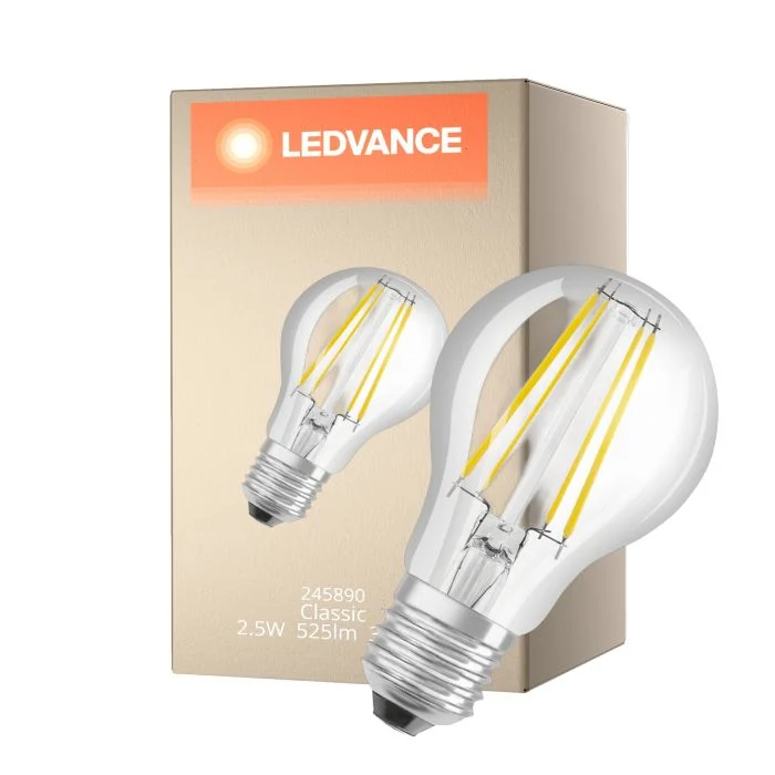 Ledvance Classic LED E27 Pera con Filamento Clara 2.5W 525lm - 830 Luz Cálida